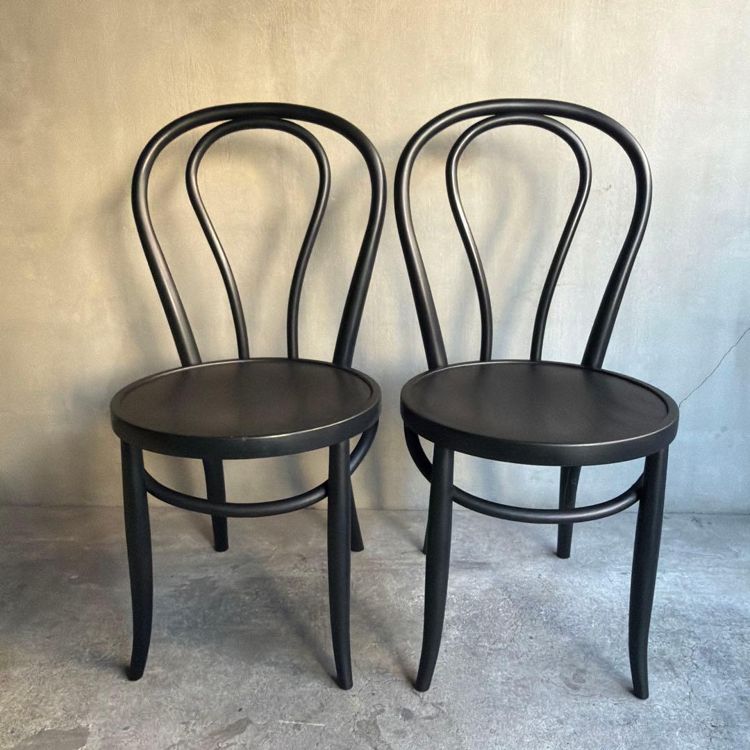 曲木　ベントウッドチェア　2脚セット　マットブラック塗装