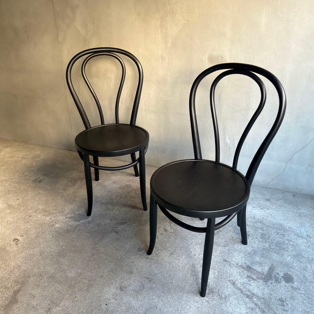 曲木　ベントウッドチェア　2脚セット　マットブラック塗装