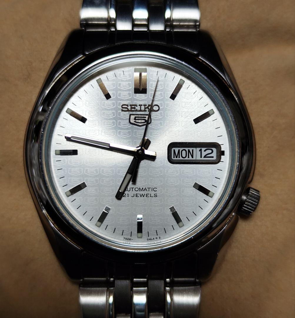 SEIKO 5 自動巻き時計 シルバー 21石
