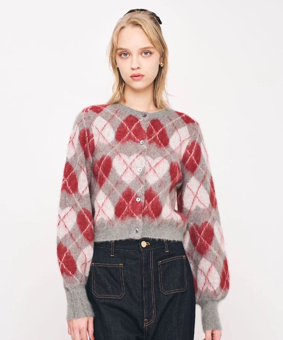 DEICY デイシー ハートアーガイルカーディガン グレー 新品