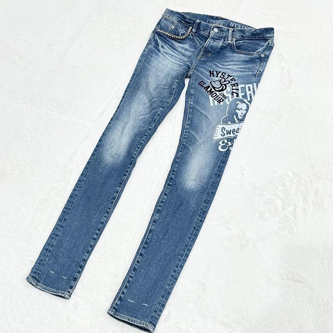 ヒステリックグラマー　ヒスガール　プリント　スタッズ　デニム　総柄　S