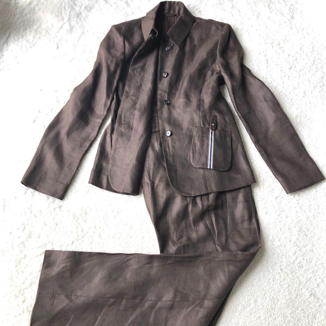 大きいサイズ　リネン100% SCAPA パンツスーツ　涼しい　ブラウン