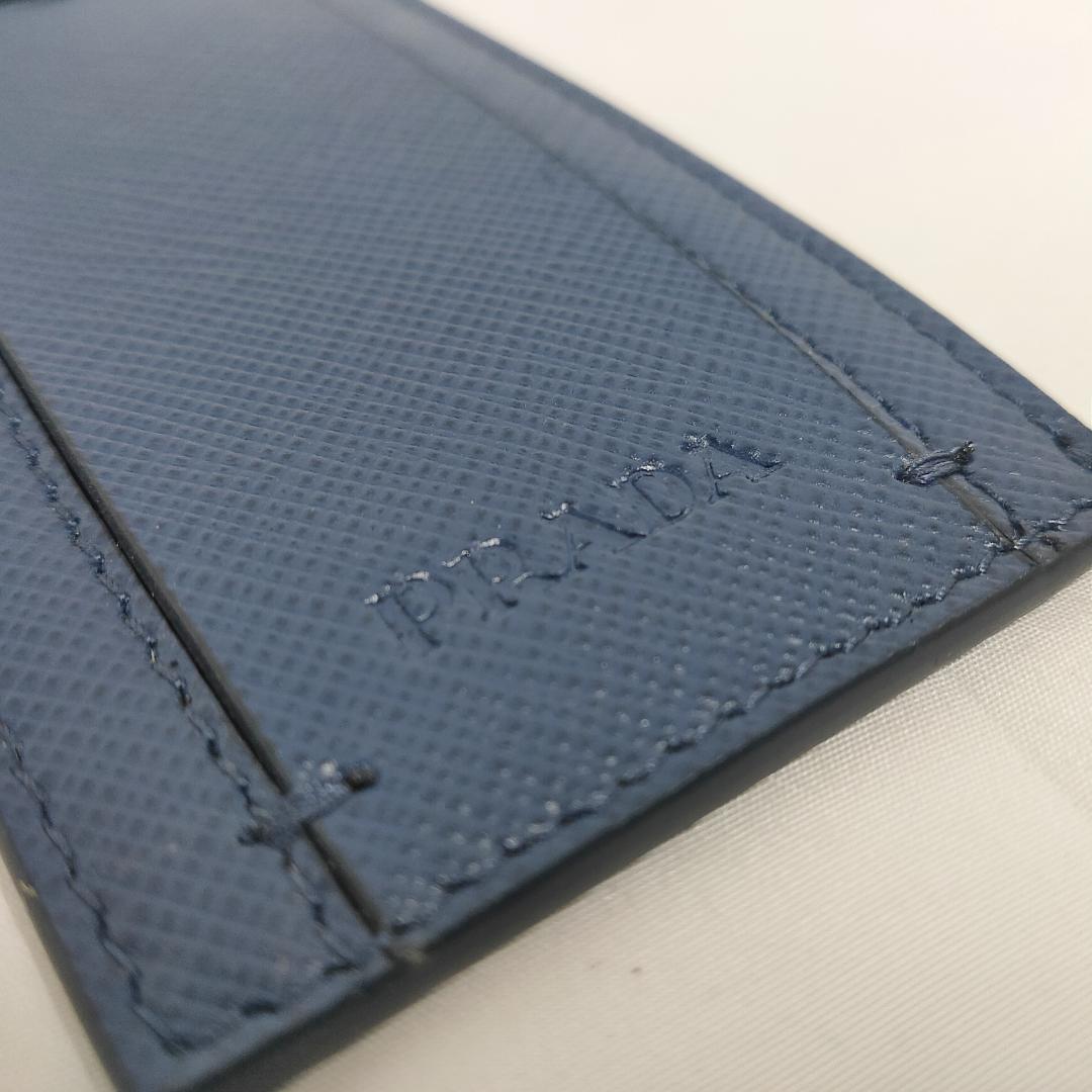 ○★新品 未使用 プラダ サフィアーノレザー ラゲッジタグ ネイビー ネームタグ