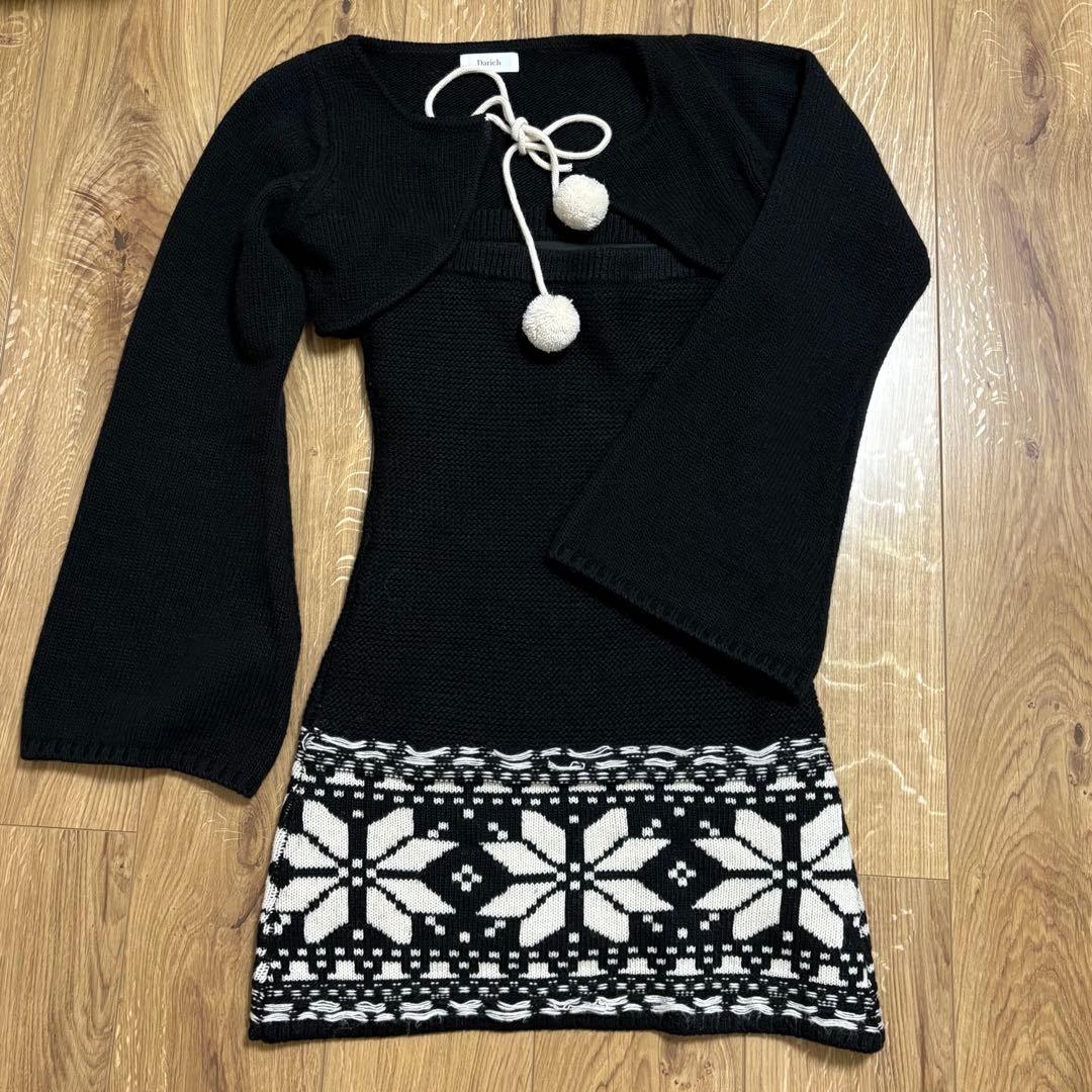 完売品 Darich ノルディックパネルニットミニワンピース FLサイズ