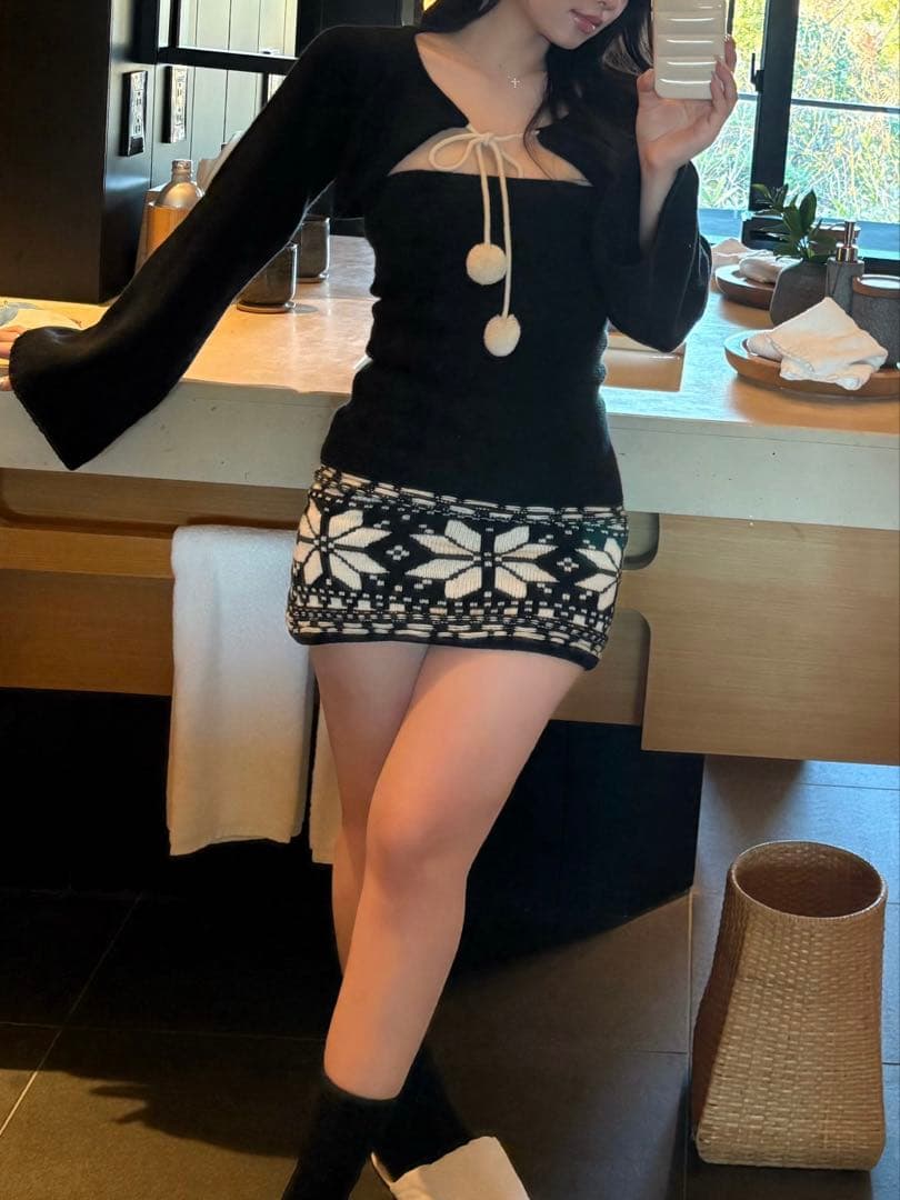 完売品 Darich ノルディックパネルニットミニワンピース FLサイズ