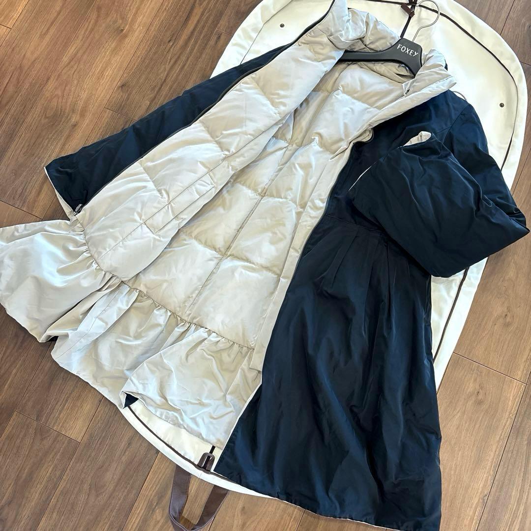 美品　フォクシー トウィンズダウンリバーシブルコート　訳あり