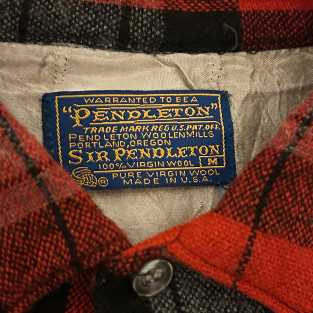 好配色　PENDLETON ペンドルトン　ネルシャツ　赤×灰色　短丈　70s