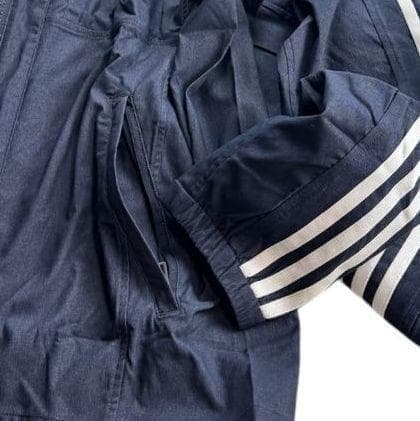 Ｂ新品 XL アディダス adidas デニム風ウーブンセットアップ 上下 紺