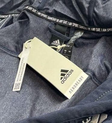 Ｂ新品 XL アディダス adidas デニム風ウーブンセットアップ 上下 紺