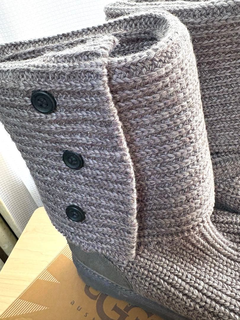美品　UGG グレー ニットムートンブーツ　25cm