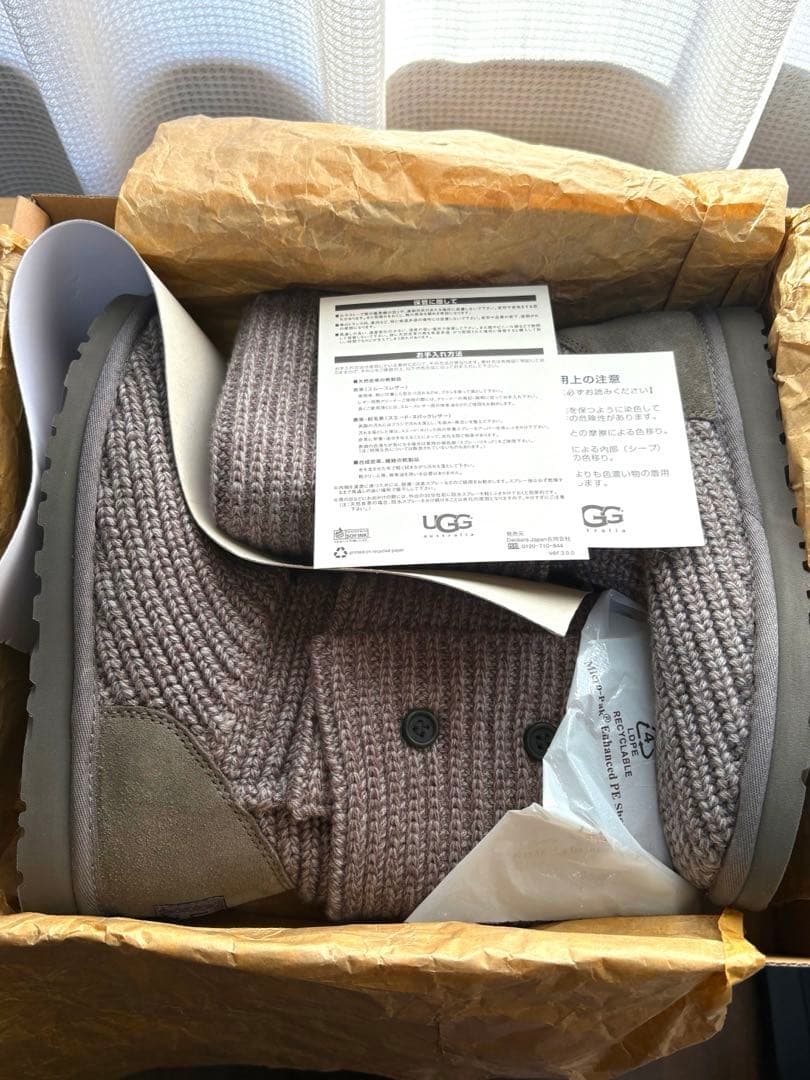 美品　UGG グレー ニットムートンブーツ　25cm