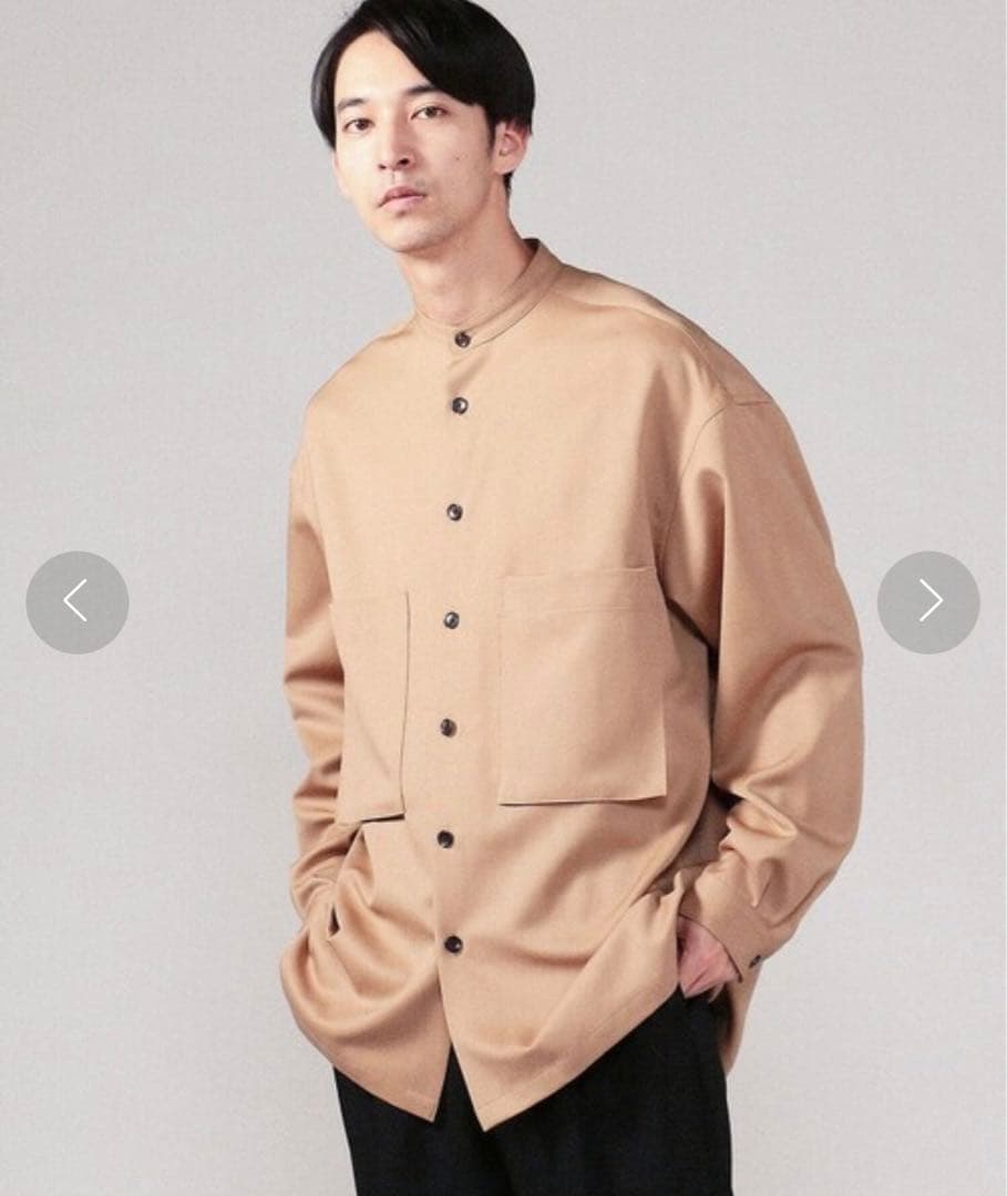 CABaN ウールギャバジン ビッグシャツ　キャメル　S ユニセックス