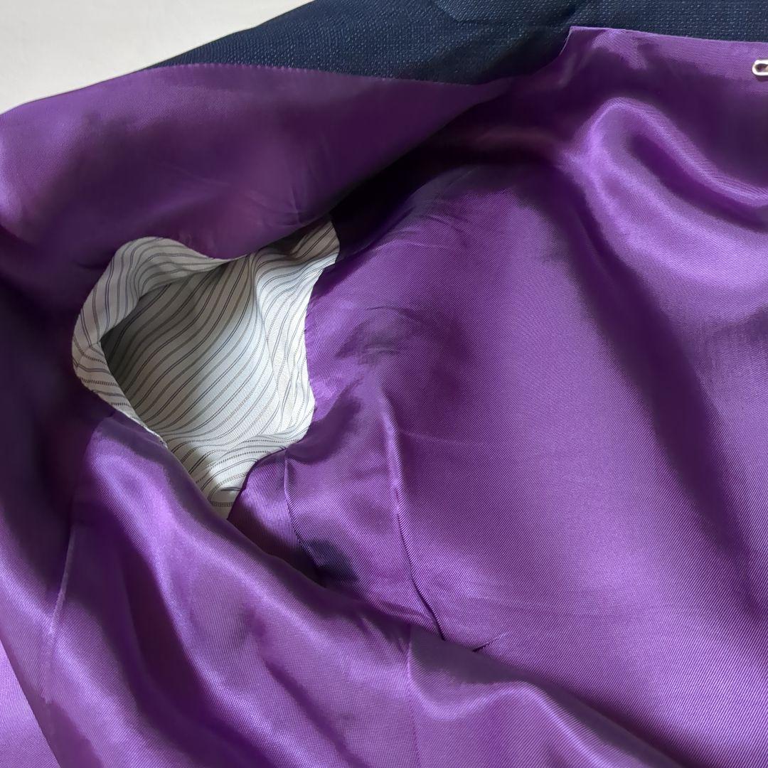 グローバルスタイルパンツスーツ　インポート生地　ネイビー