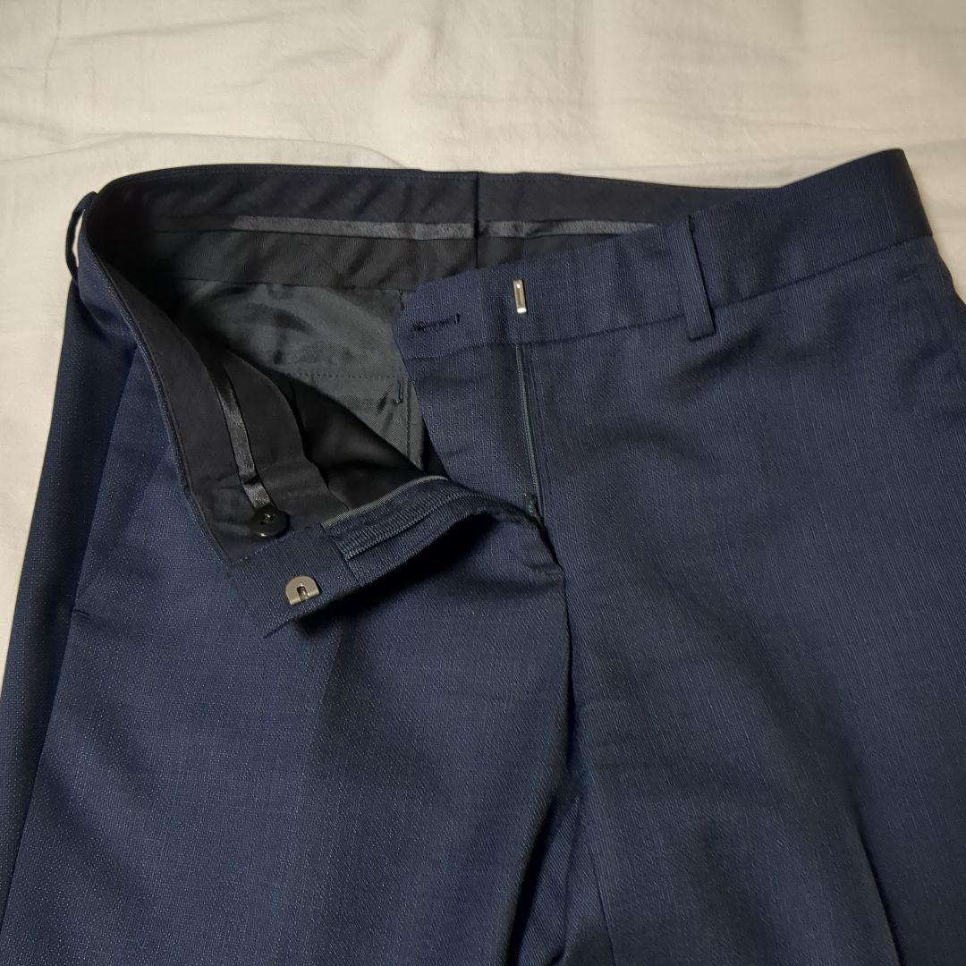 グローバルスタイルパンツスーツ　インポート生地　ネイビー