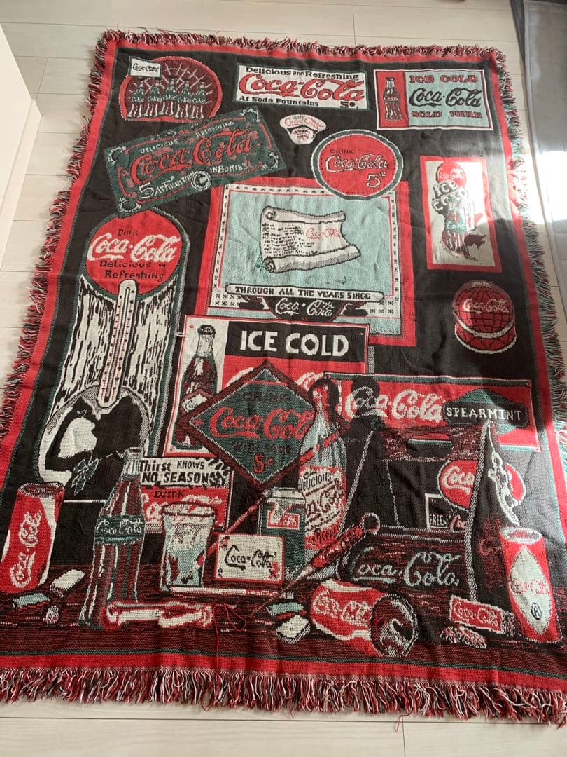 コカコーラ　ラグ　ビンテージ　アンティーク