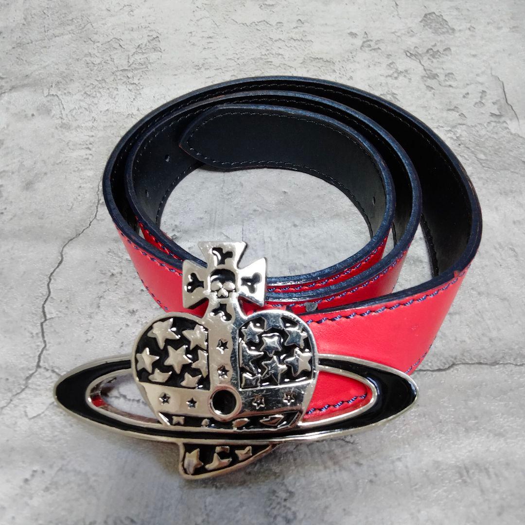 S*y様 希少✨ヴィヴィアンウエストウッド ベルト オーブ スカル レザー レッ