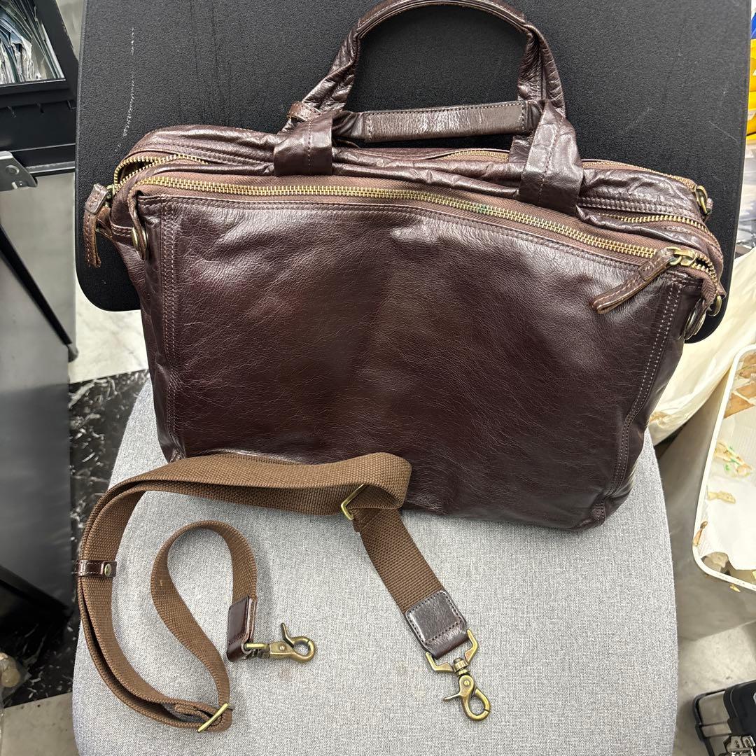 beau dessin ダークブラウン レザー ビジネスバッグ