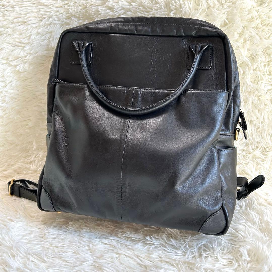 BIZ+U 本革 2way レザーリュック 通勤リュック 黒 A4対応 日本製