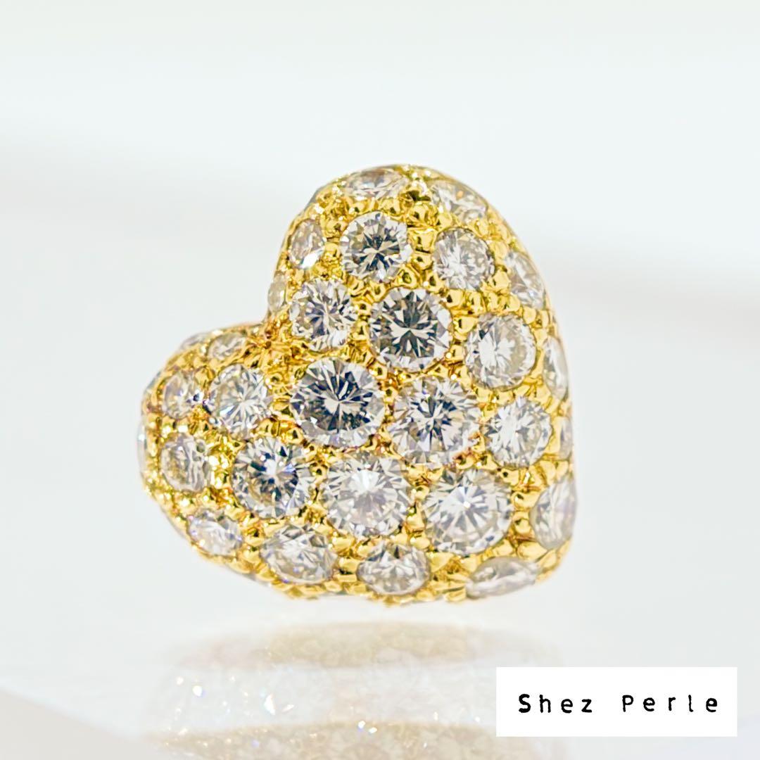 ⚪︎Cartier パヴェ ダイヤ ハート ピアス YG750 K18 2.2g