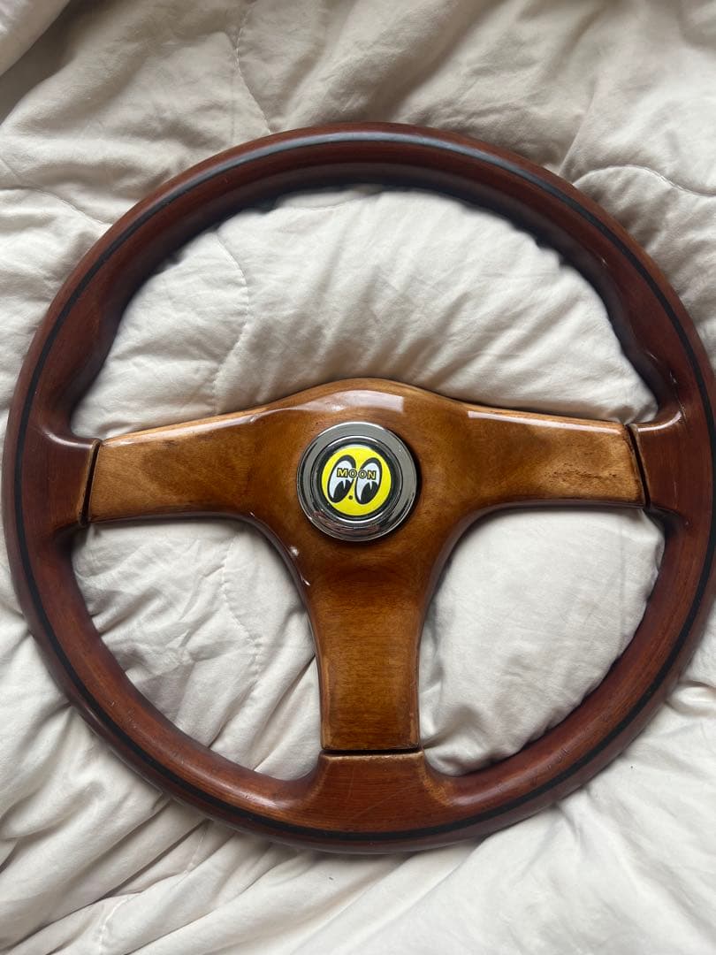 【即決の方お値引き❗️】当時物 ウッドステアリング MOONEYES ホーン付き