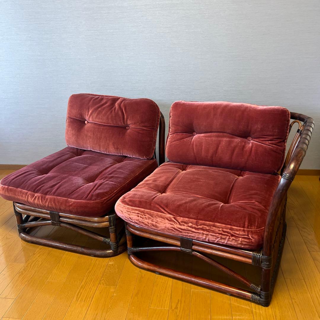 YAMAKAWA ラタン 籐 ヴィンテージ アンティーク 椅子 コーナー ④