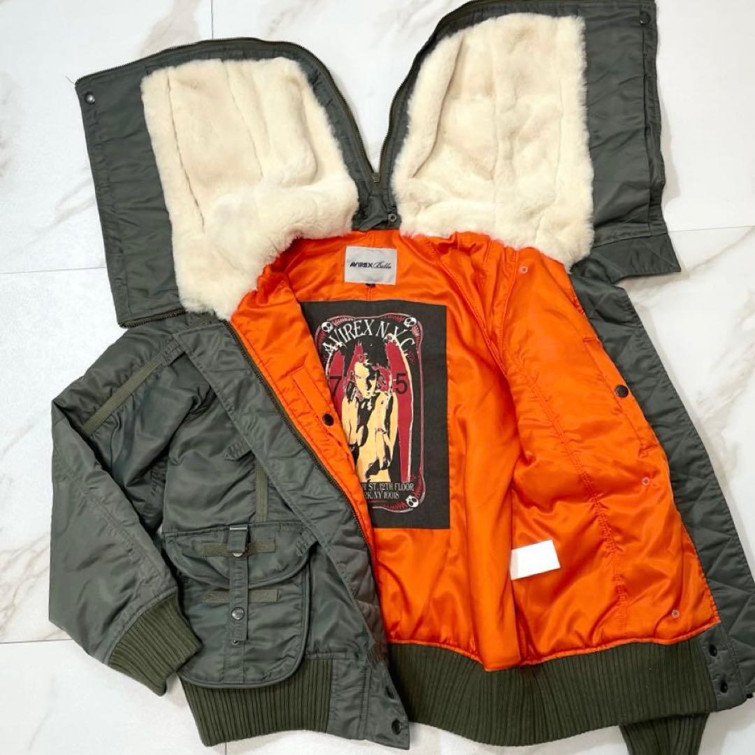 【美品 Y2K】アヴィレックス N-2B フライトジャケット 短丈 ボア カーキ