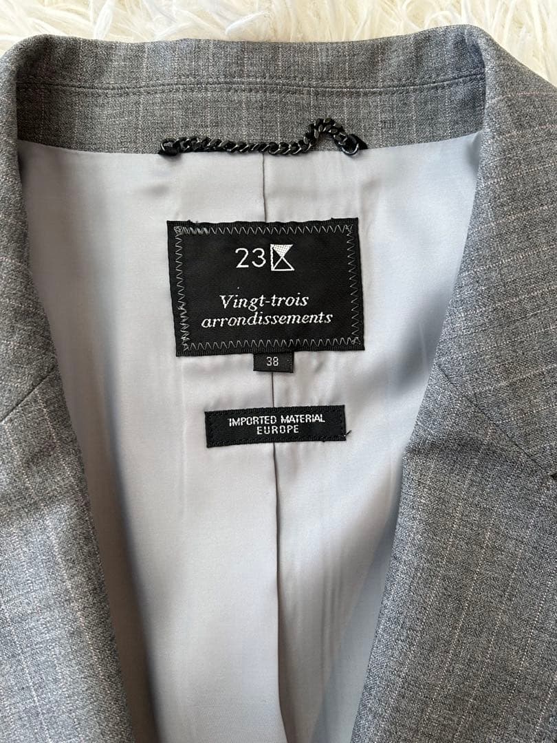 極美品！23区 グレー ピンクストライプ パンツスーツ 38 ヨーロッパ高級生地