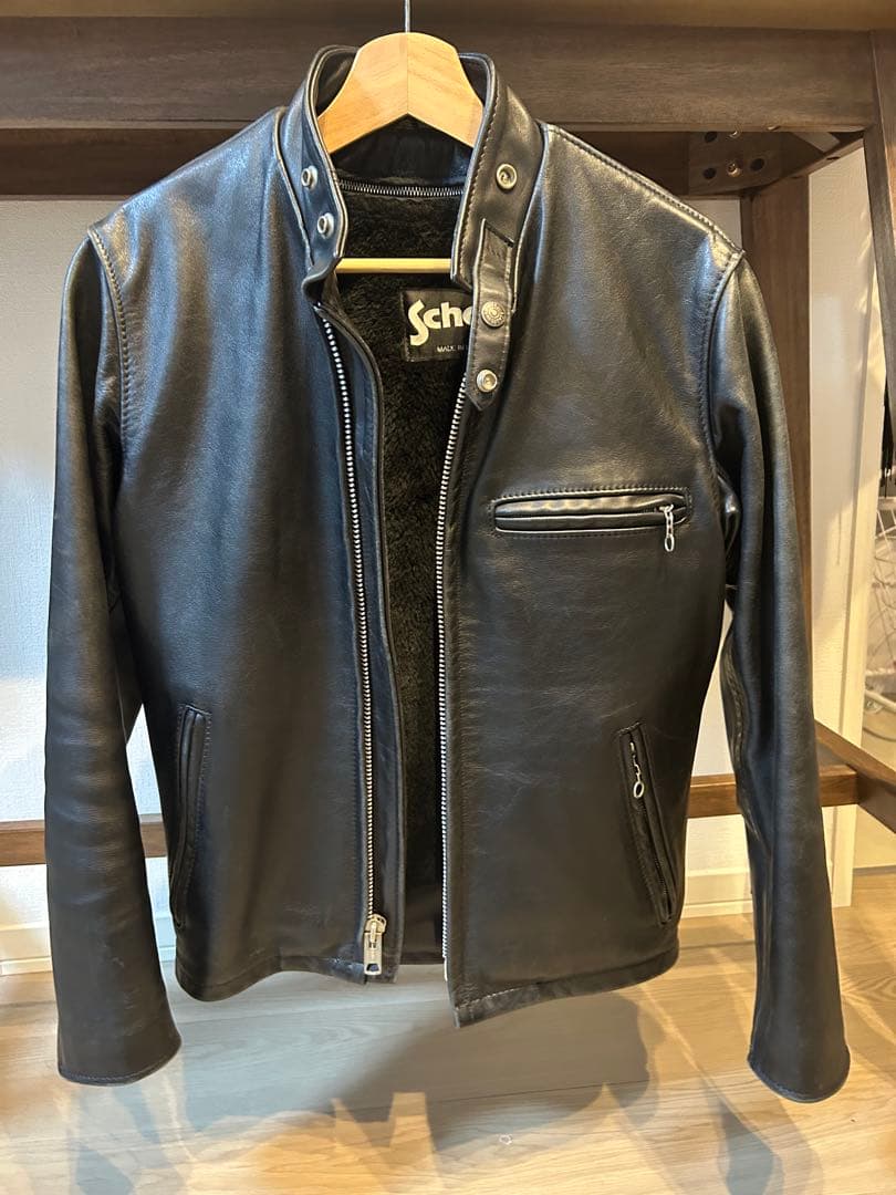 Schott ブラック レザー ジャケット 34