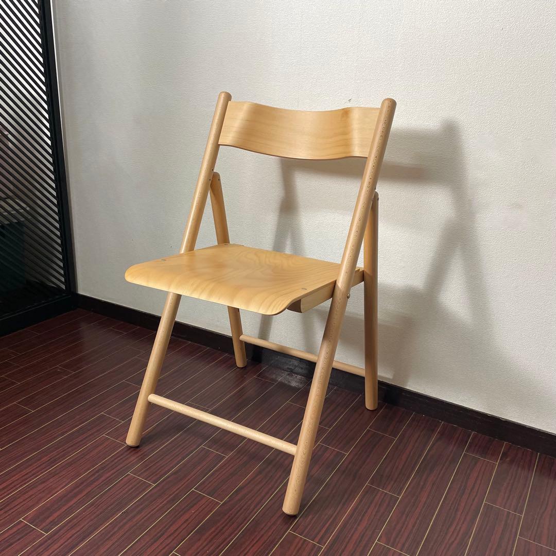 廃盤人気商品 無印 ビーチ フォールディングチェア 折り畳みチェア 木製 板座