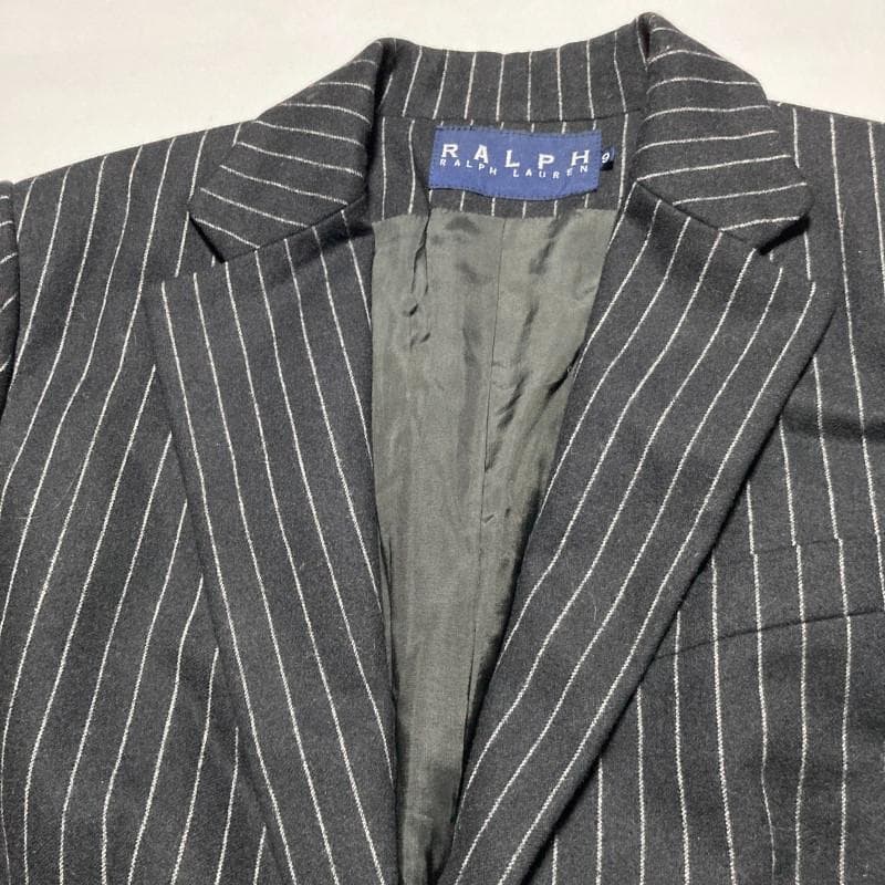 ラルフローレン★パンツスーツ セットアップ ストライプ ジャケット 黒 9