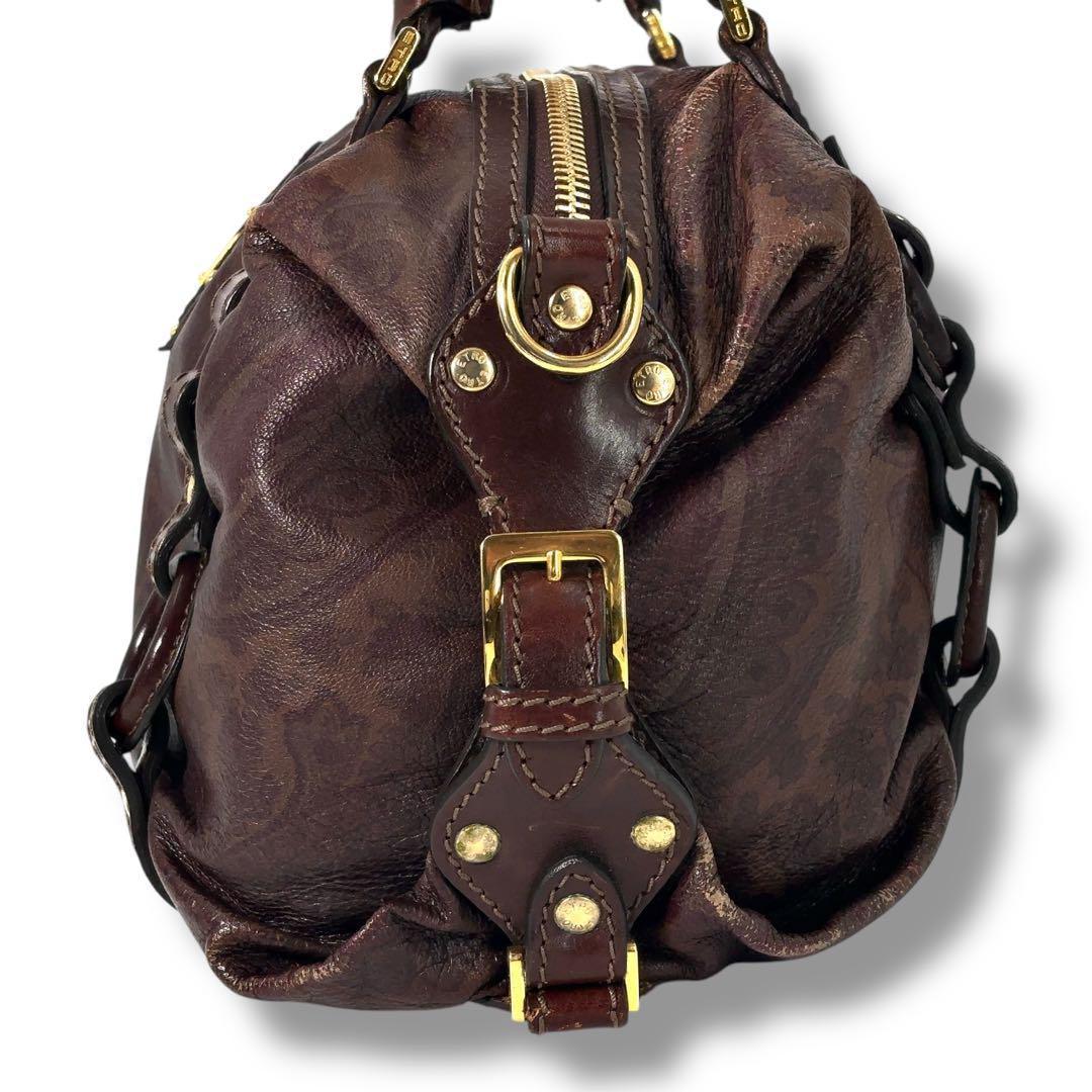 【美品】ETRO　エトロ　ボストンバッグ　2WAY ショルダー　ペイズリー　金具