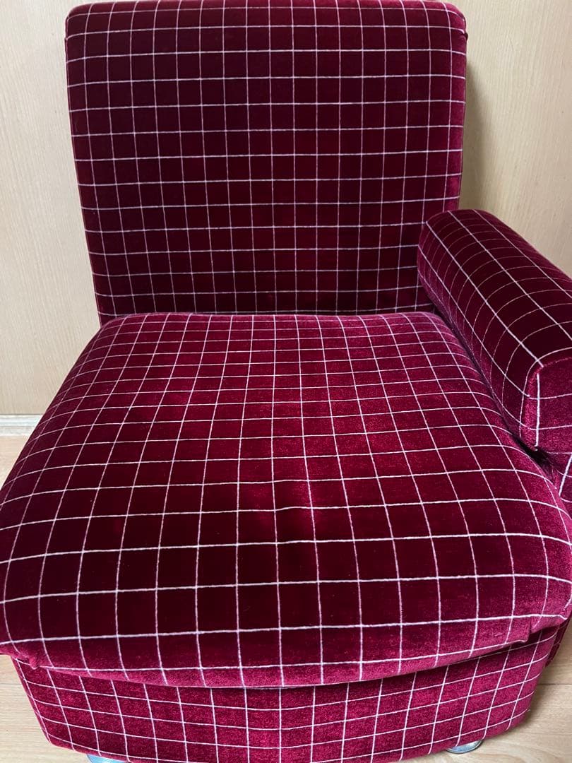 レトロなチェック柄ソファ（送料込み）おさるのジョージ