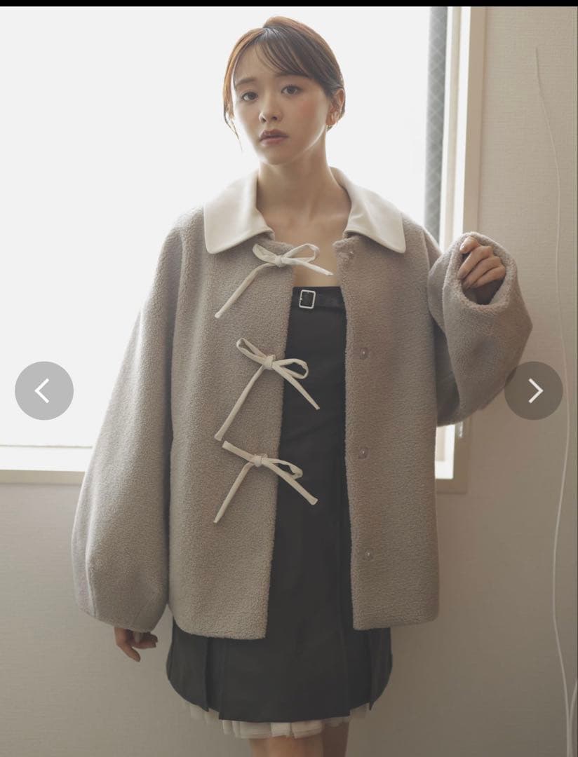 森香澄コラボ　dazzlin リボンモチーフボアコート