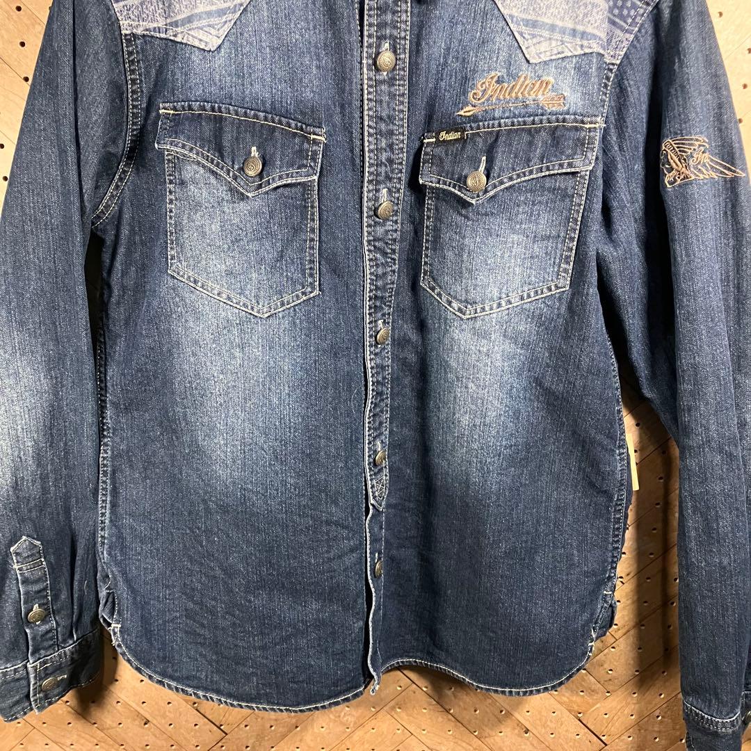 Indian XL デニムシャツ 刺繍 ウエスタン ファイヤーバード 美品