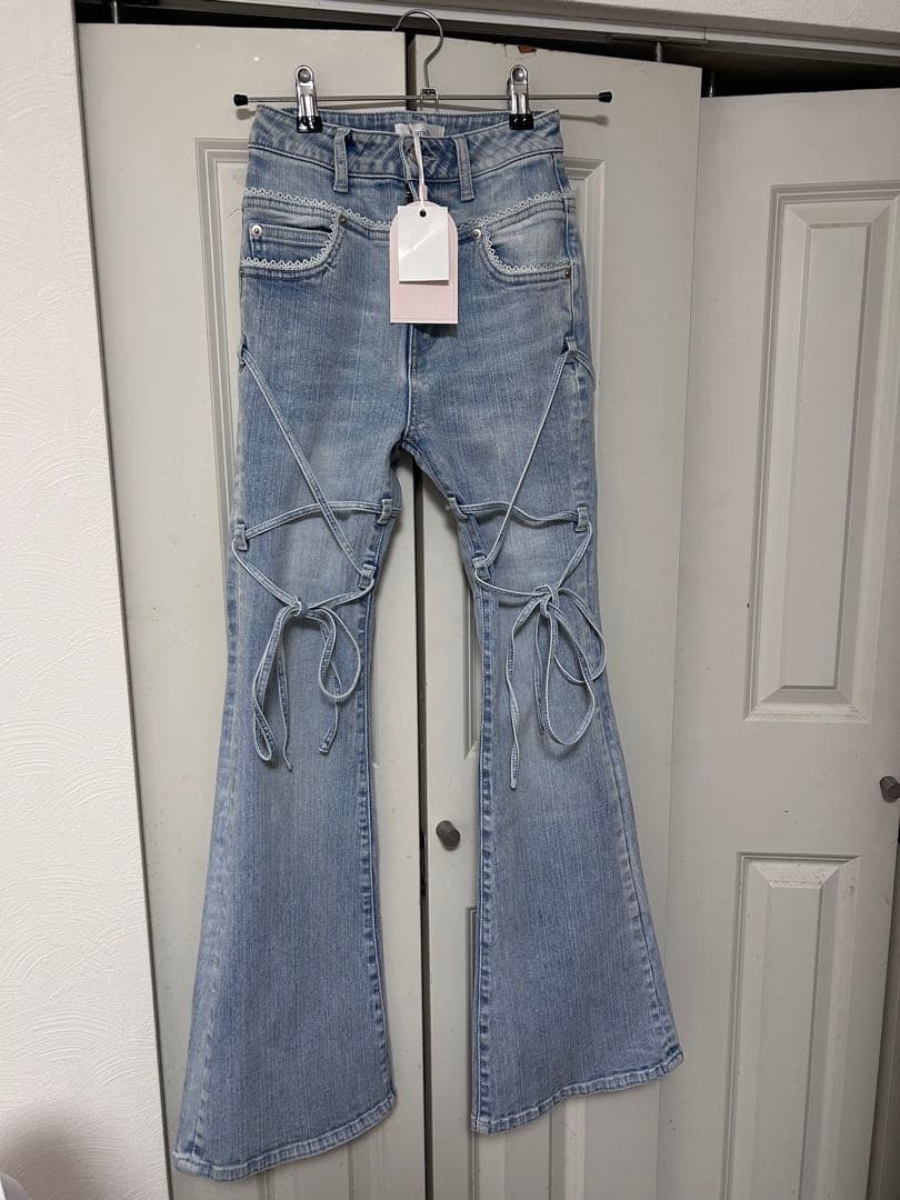 ダーリッチ 新品未使用タグ付き ピコレースハイウエストフレアデニム　xs