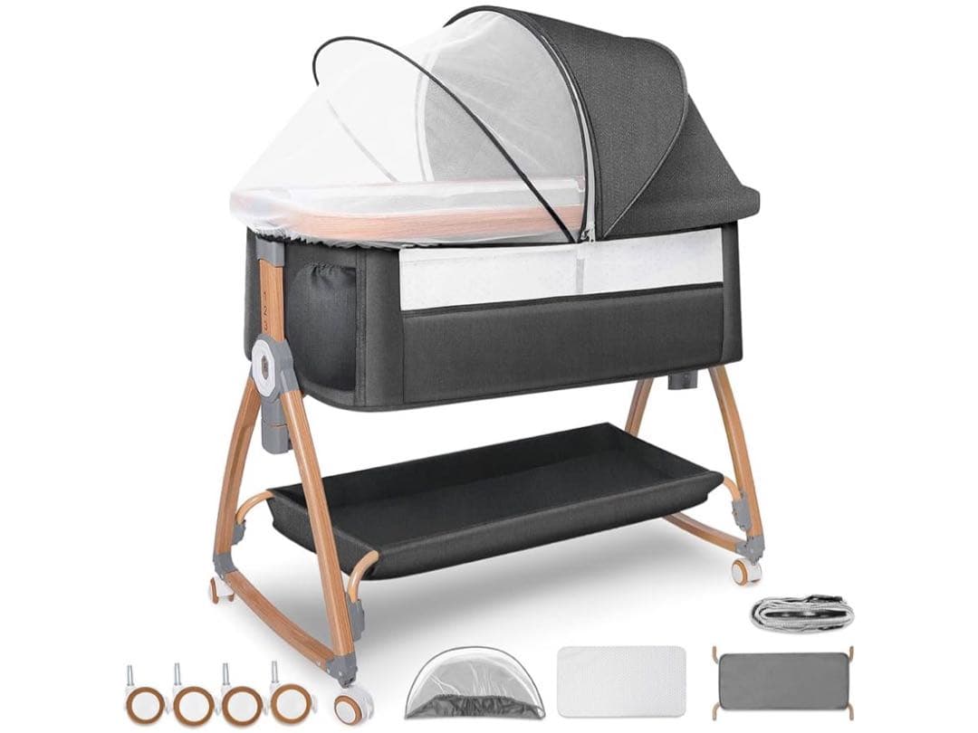 【2025最新モデル】ベビーベッド 添い寝可 折りたたみ可 ゆりかご