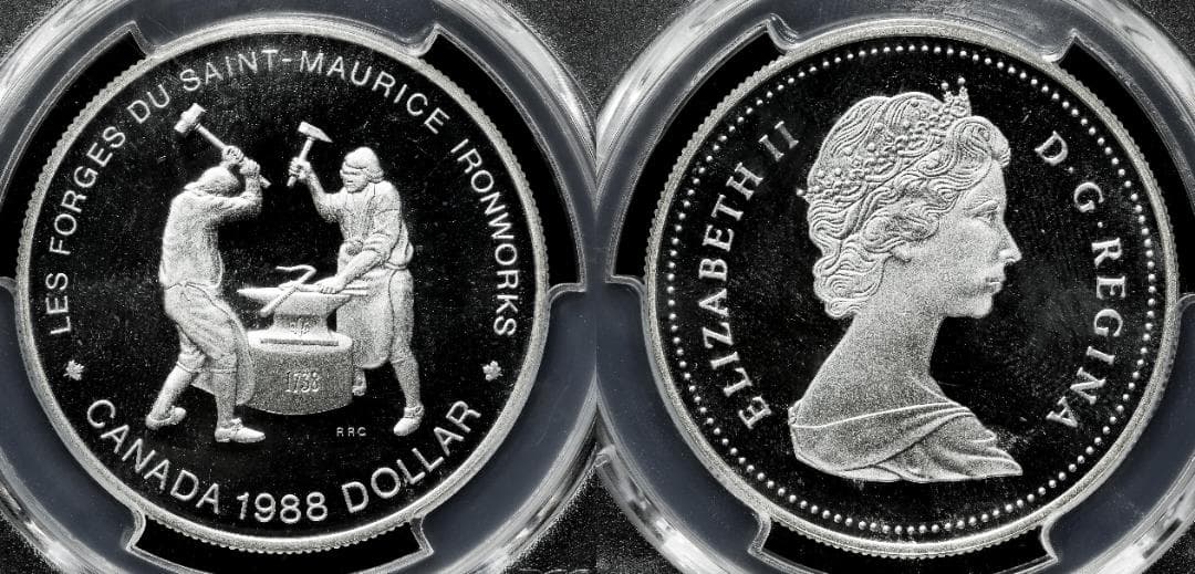 PCGS-PR68 　1988　カナダ　サンモーリス製鉄所創設250周年記念銀貨