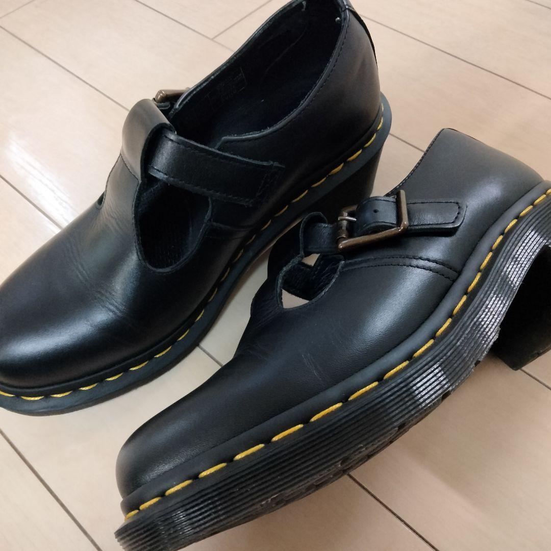 美品Dr. Martens 黒 ヒールブーツ ブーティー24cm　Tバー