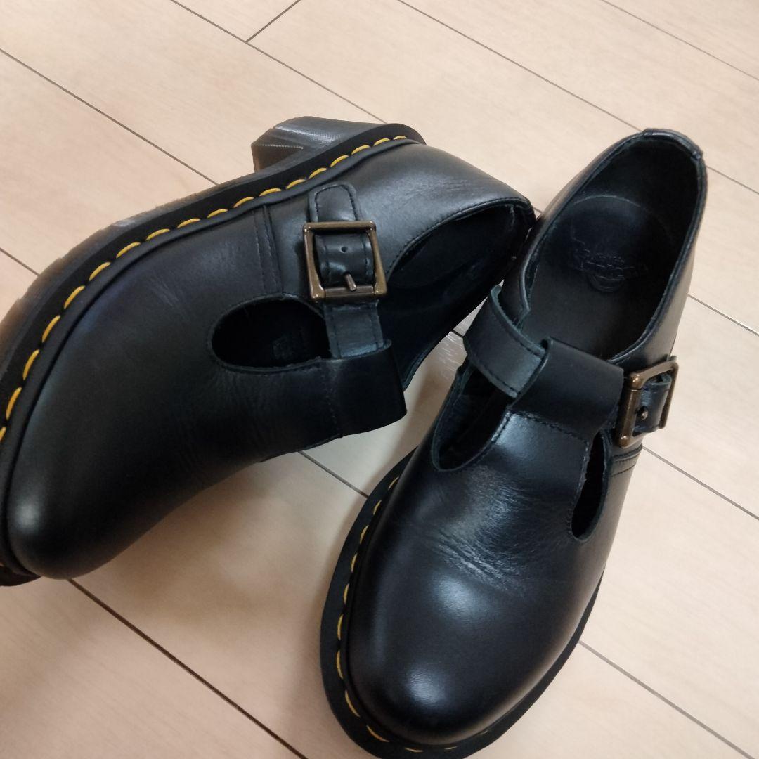 美品Dr. Martens 黒 ヒールブーツ ブーティー24cm　Tバー