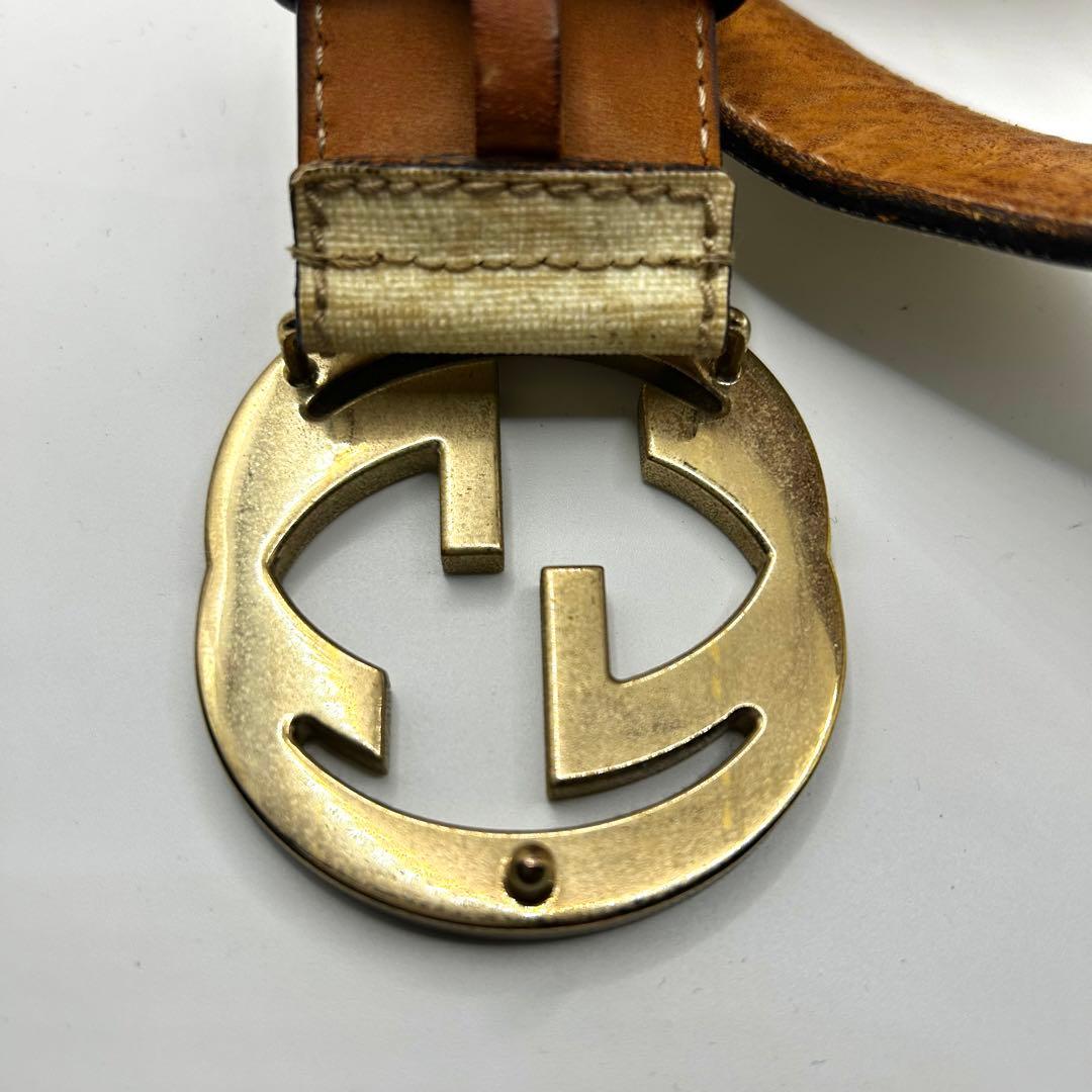 GUCCI GG金具　インターロッキング　ベルト　ロゴ総柄　レザー　114876