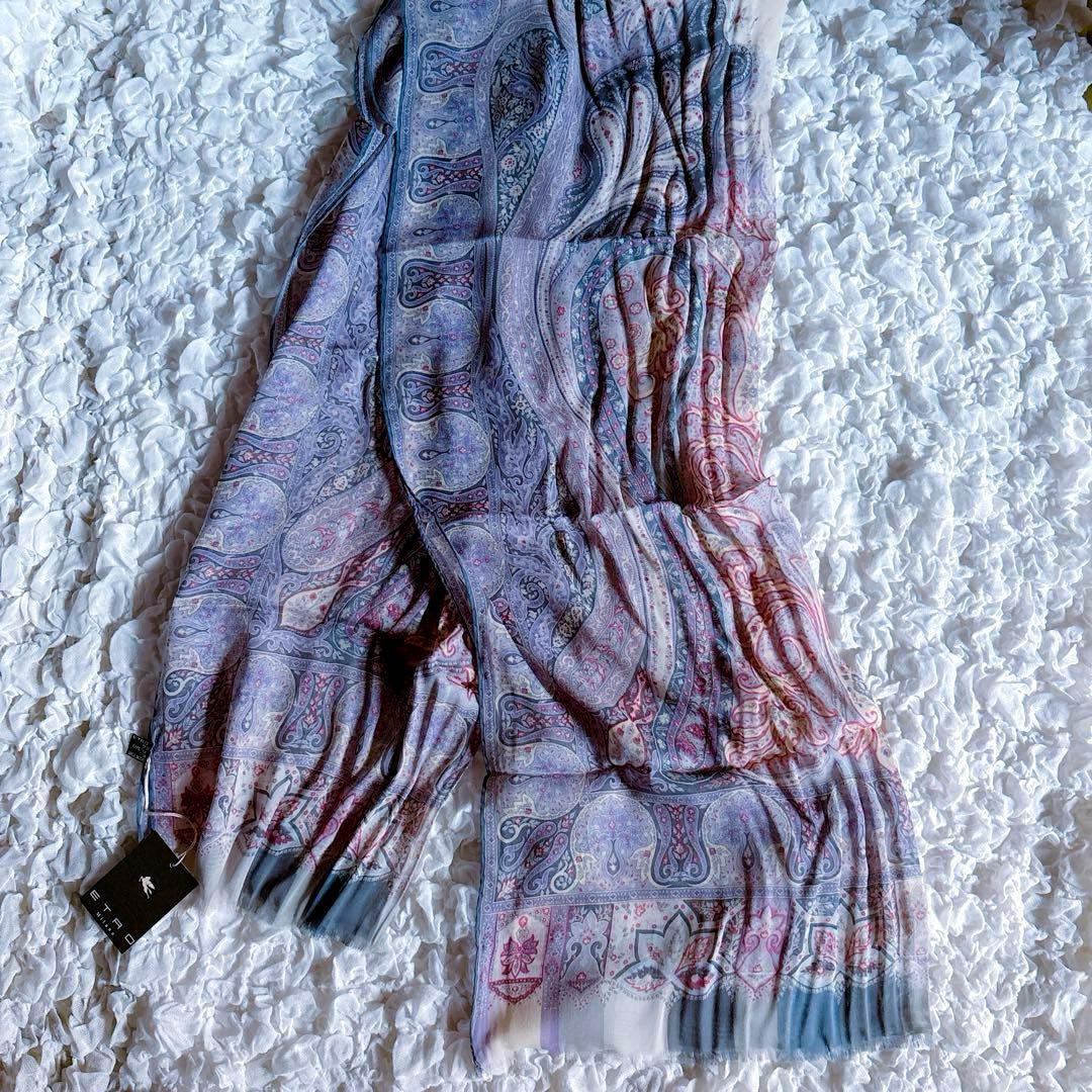 【新品】 ETRO エトロ 花柄 ペイズリー ストール シルク100%