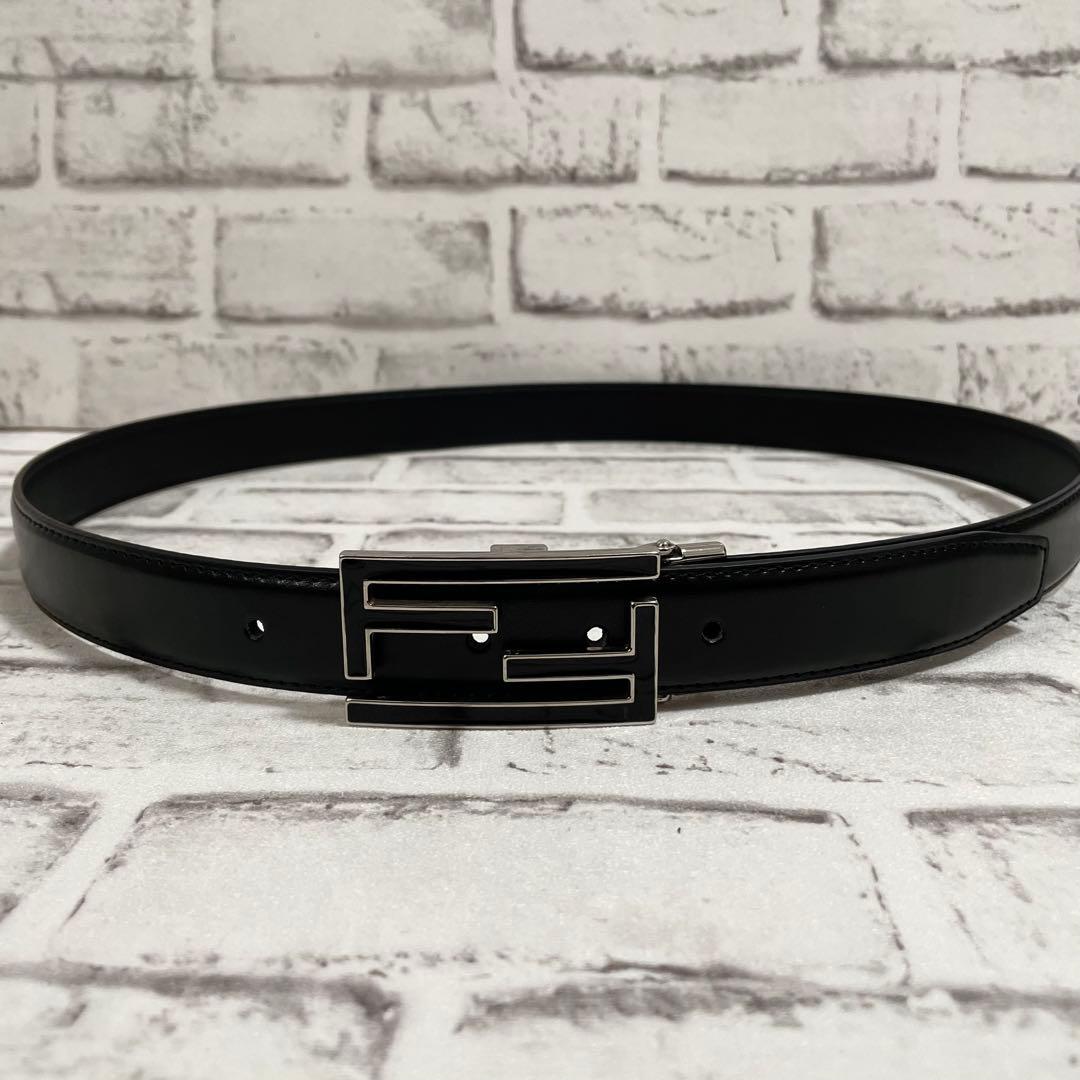 極美品✨フェンディ　ベルト　FFバックル　シルバー金具　黒