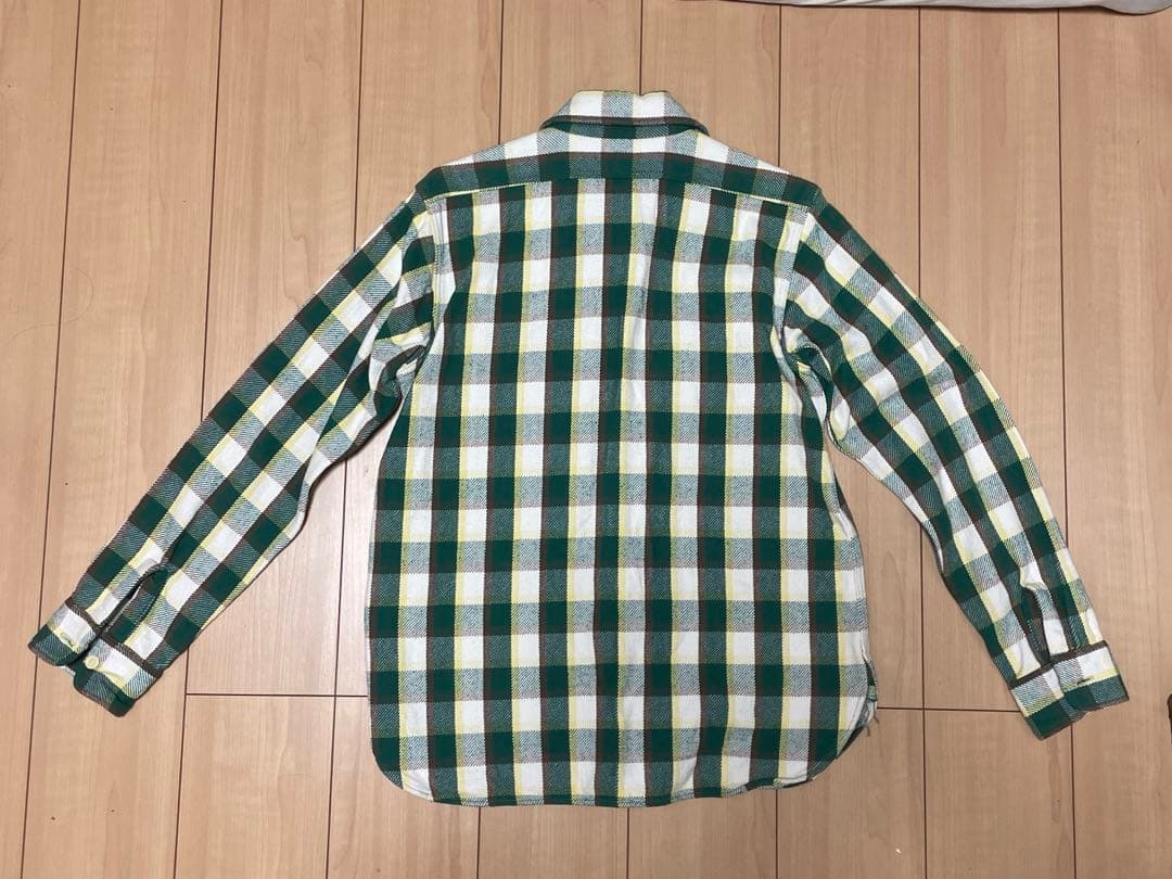 ウエアハウス　フランネルシャツ　グリーンチェック柄　Mサイズ