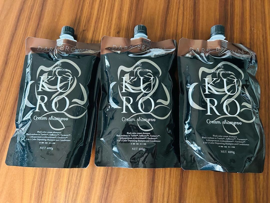 KURO Cream Shampoo ダークブラウン 400g 3個セット