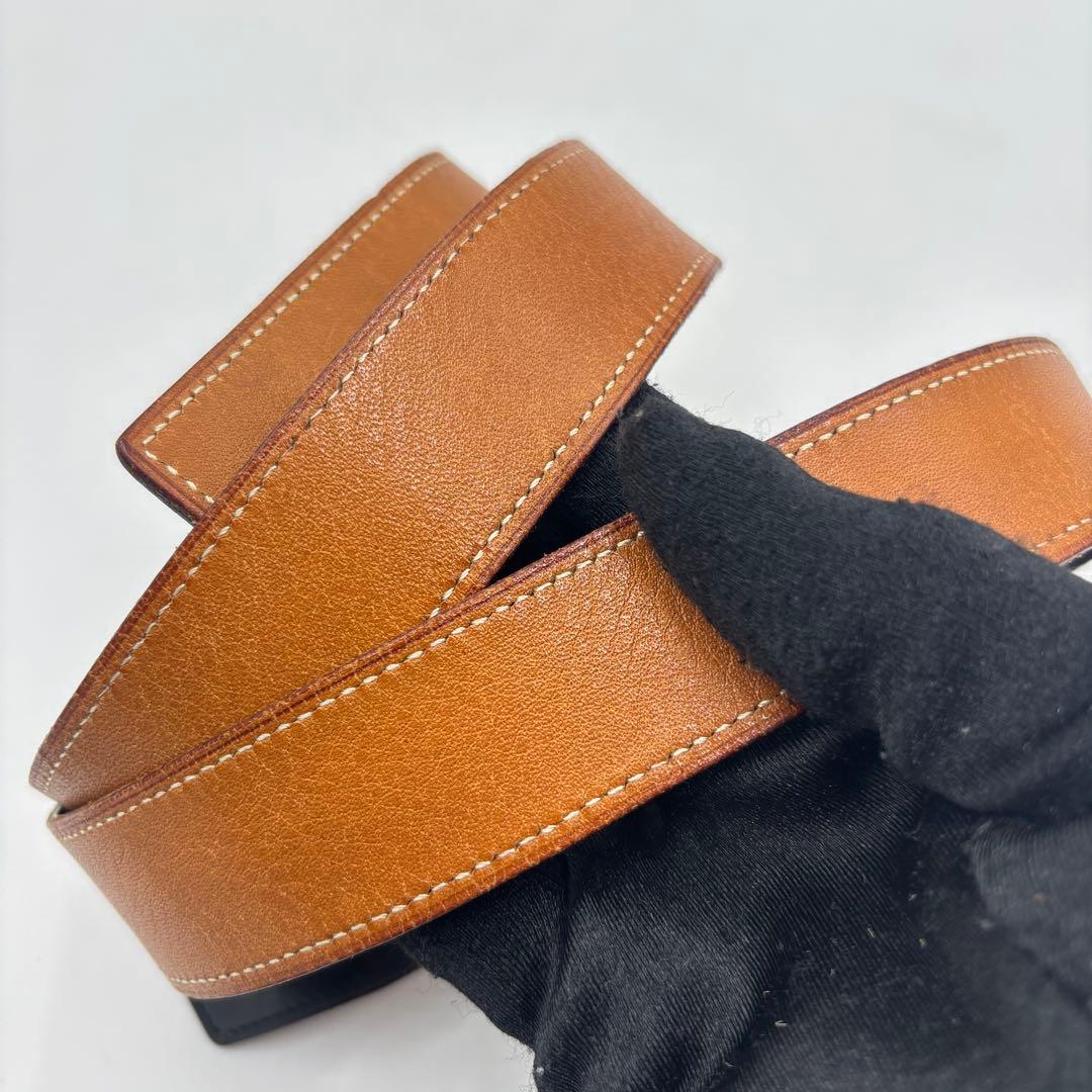 HERMESエルメス リバーシブル レザーベルト ウエス95 ブラック ブラウン