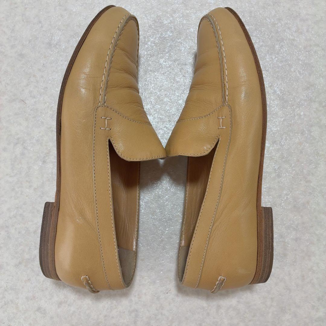 エルメス HERMES Hステッチ レザーローファー 23cm ベージュ