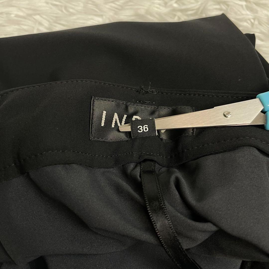 超極美品✨24SS✨インディヴィ✨ノーカラー✨パンツスースセットアップ✨36✨黒