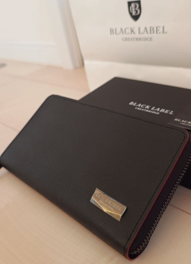 【新品箱ショップ袋付】インサイドクレストブリッジチェック ラウンドジップ 長財布