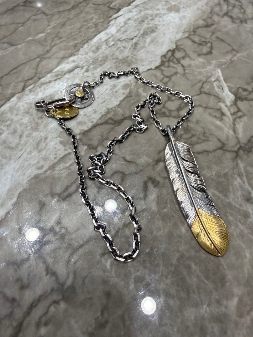 ゴローズ　現行 先金特大フェザー左向き全金太陽大イーグルフック細角チェーン