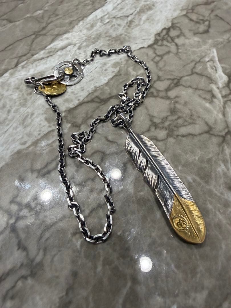 ゴローズ　現行 先金特大フェザー左向き全金太陽大イーグルフック細角チェーン